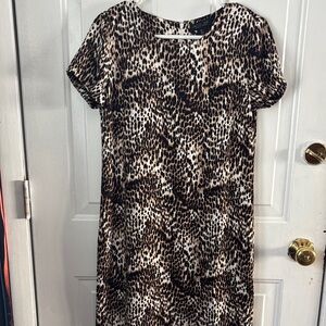 Rachel Zoe Leopard Print Short Sleeve Mini Dress - Brown & Black
